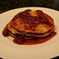 Wheatberry Pancakes with Strawberry Syrup