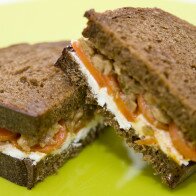 Moroccan Carrot and Goat Cheese Sandwiches with Green Olive Tapenade