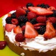 Hot Milk Sponge Cake with Balsamic Berries and Stabilized Whipped Cream