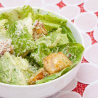 Basil Caesar Salad with Homemade Croutons