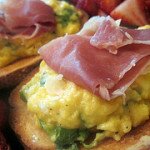 Soft Scrambled Eggs with Arugula and Prosciutto