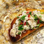 Crab, Chile, and Mint Crostinis