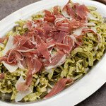 Fennel Slaw with Pistachio-Parsley-Thyme Pesto, Prosciutto di Parma, and Parmigiana Reggiano