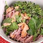 Pink Soba with Salmon and Watercress