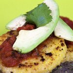 Polenta Cakes with Black Bean and Avocado Mash