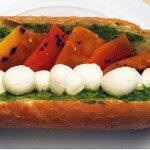 Roasted Pepper, Fresh Mozzarella, and Pesto Baguette