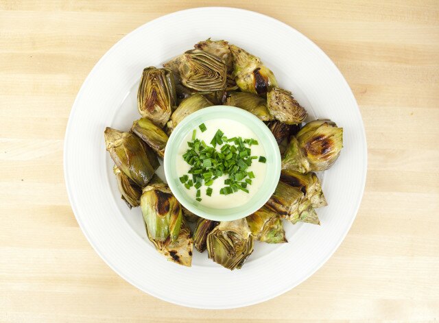 Roasted Baby Artichokes with Lemon Aioli