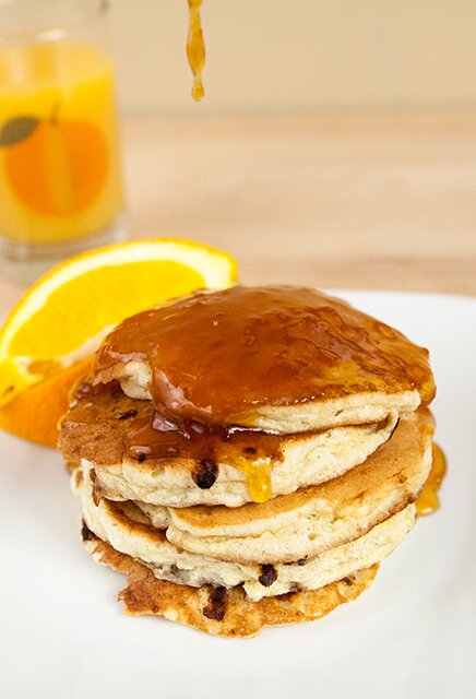 Cottage Cheese Pancakes with Spiced Orange Maple Syrup | www.spachethespatula.com #recipe