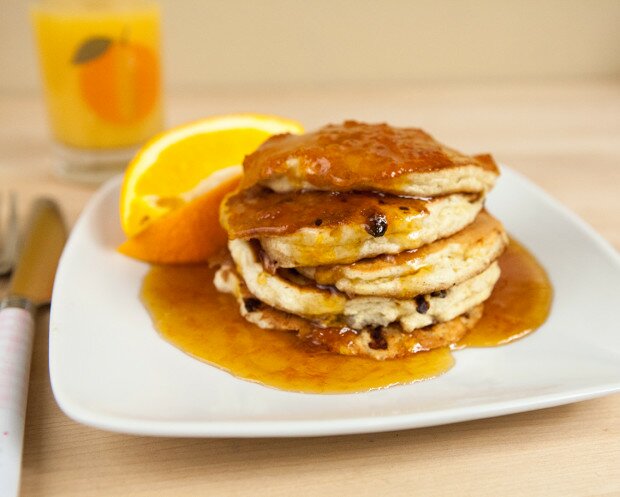 Cottage Cheese Pancakes with Spiced Orange Maple Syrup | www.spachethespatula.com #recipe