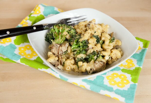 Macaroni & Cheeze with Roasted Broccoli and Criminis | www.spachethespatula.com #vegan #recipe