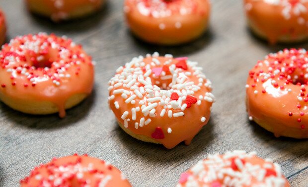 Baked Rose Water Donuts with White Chocolate Glaze | www.spachethespatula.com #recipe