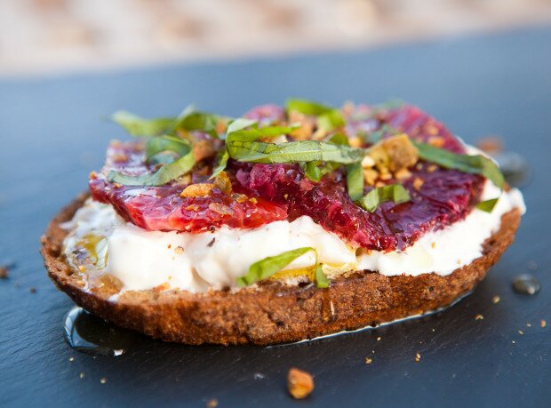 Blood Orange and Burrata Tartine | www.spachethespatula.com #recipe