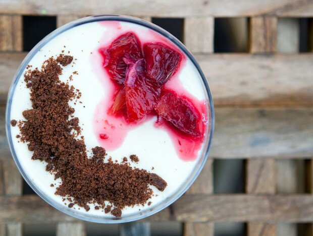 Vanilla Bean Panna Cotta with Blood Orange Syrup and Chocolate Cookie Crumble | www.spachethespatula.com #recipe