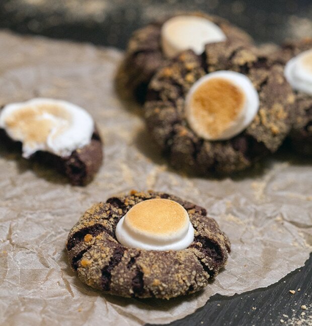 Chocolate S'mores Cookies | www.spachethespatula.com #recipe