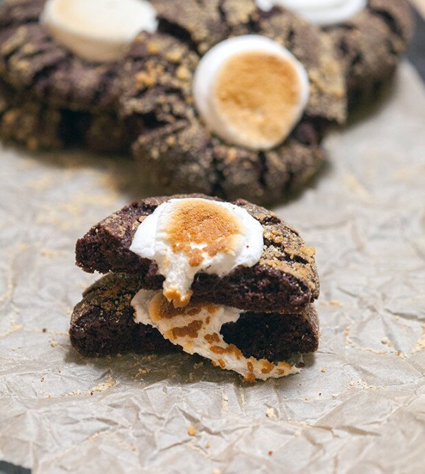 Chocolate S'mores Cookies | www.spachethespatula.com #recipe