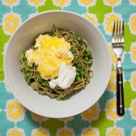 Pesto Pasta with Scrambled Eggs and Ricotta | www.spachethespatula.com #recipe