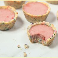 Funfetti Cookie Cups filled with Strawberry Milkshake Panna Cotta | www.spachethespatula.com #recipe