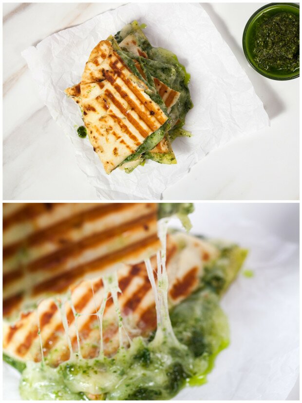 Naan Grilled Cheese with Homemade Pesto | www.spachethespatula.com #recipe