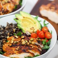 Pineapple-Sriracha Chicken Salad Bowls with Wild Rice | www.spachethespatula.com #recipe