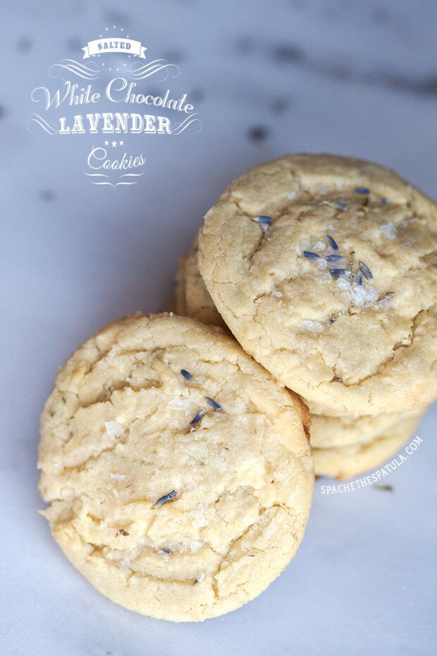 Salted White Chocolate Lavender Cookies | www.spachethespatula.com #recipe