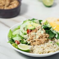 Cafe Rio-Style Pulled Chicken Salad (with Creamy Tomatillo Ranch!) | www.spachethespatula.com #recipe