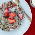 Strawberries and Cream Breakfast Quinoa | www.spachethespatula.com #recipe