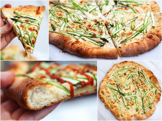 Asparagus Gruyere Pizza with Garlicky Whipped Ricotta | www.spachethespatula.com #recipe