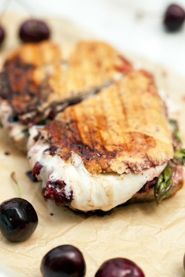 Balsamic Cherry and Shaved Asparagus Panini | www.spachethespatula.com #recipe