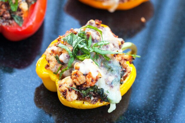 Turkey and Quinoa Stuffed Peppers | www.spachethespatula.com #recipe