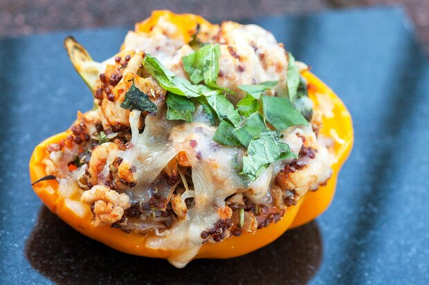 Turkey and Quinoa Stuffed Peppers | www.spachethespatula.com #recipe