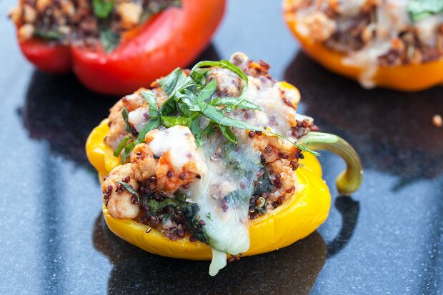 Turkey and Quinoa Stuffed Peppers | www.spachethespatula.com #recipe