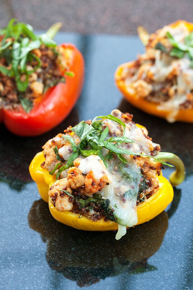 Turkey and Quinoa Stuffed Peppers | www.spachethespatula.com #recipe