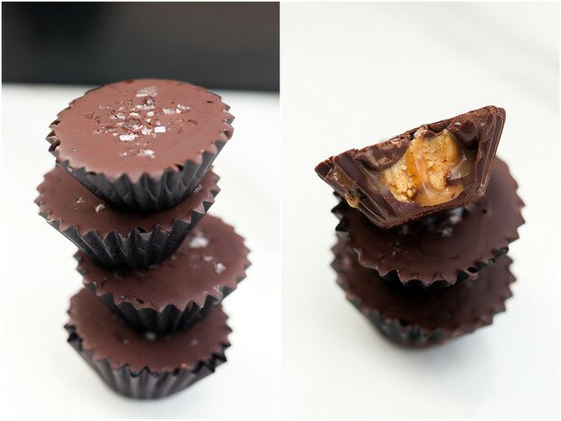 Super Simple Stuffed Chocolates (Salted Caramel + Peanut Butter, Peanut Butter Caramel, and Maraschino Cherry) | www.spachethespatula.com #recipe