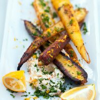 Spice-Crusted Carrots with Harissa Yogurt | www.spachethespatula.com #recipe