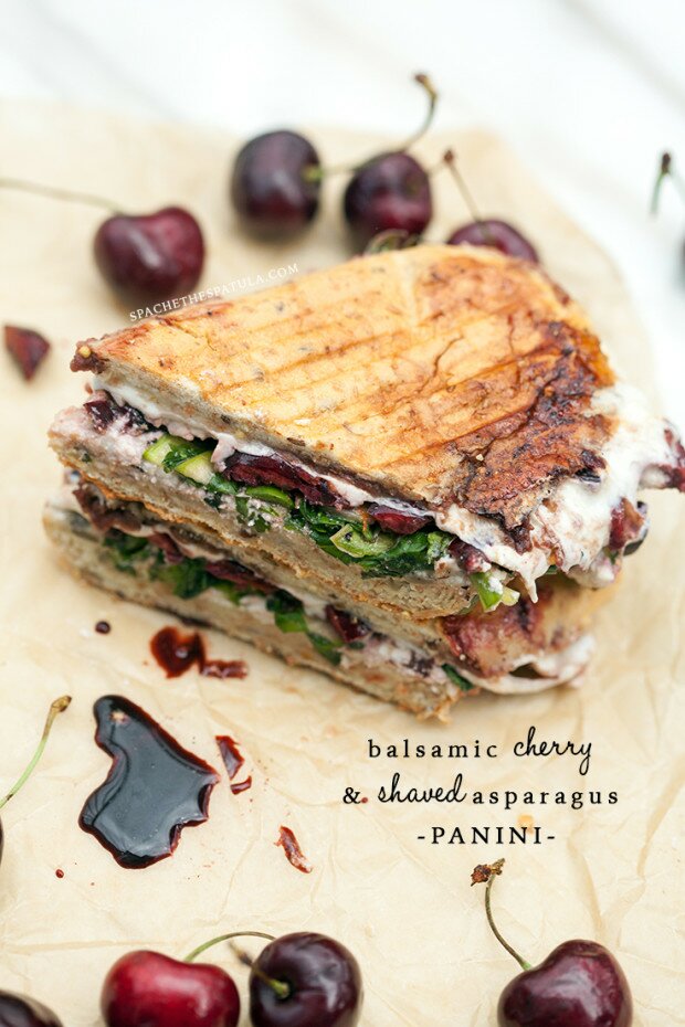 Balsamic Cherry and Shaved Asparagus Panini | www.spachethespatula.com #recipe