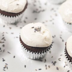 Chocolate Cupcakes with Lavender-Goat Cheese Frosting | www.spachethespatula.com #recipe