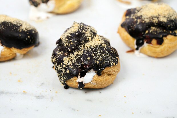 S'mores Cream Puffs | www.spachethespatula.com #recipe