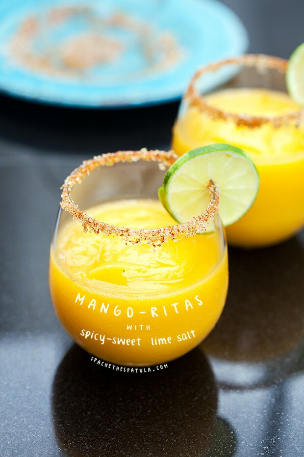 Mango-ritas with Spicy-Sweet Lime Salt | www.spachethespatula.com #recipe