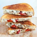 Rosemary Chicken Sausage, Peppadew Pepper, and Goat Gouda Grilled Cheese | www.spachethespatula.com #recipe