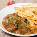 Pumpkin Beer Beef Stew with Herbed Fries | www.spachethespatula.com #recipe