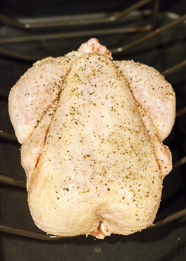 The easiest, most succulent roast chicken you will ever make. The only necessary ingredient are chicken, salt, and pepper! | www.spachethespatula.com #recipe