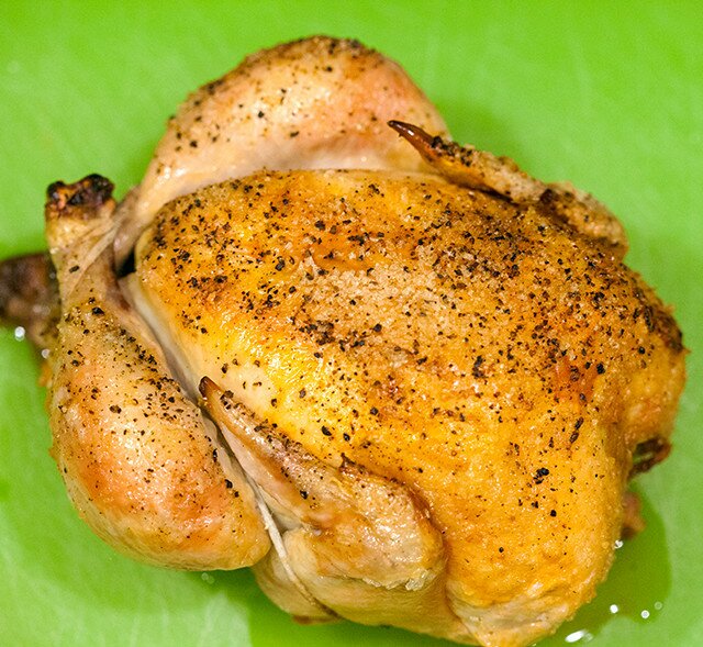 The easiest, most succulent roast chicken you will ever make. The only necessary ingredient are chicken, salt, and pepper! | www.spachethespatula.com #recipe