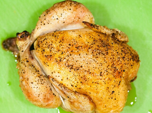 The easiest, most succulent roast chicken you will ever make. The only necessary ingredient are chicken, salt, and pepper! | www.spachethespatula.com #recipe