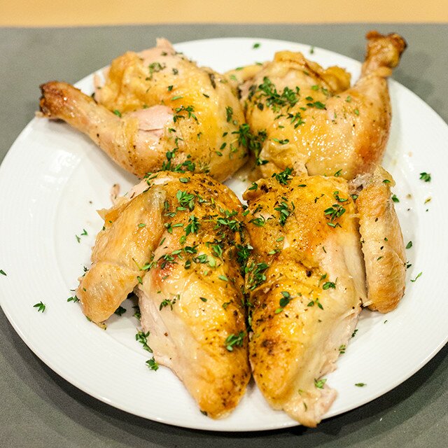 The easiest, most succulent roast chicken you will ever make. The only necessary ingredient are chicken, salt, and pepper! | www.spachethespatula.com #recipe