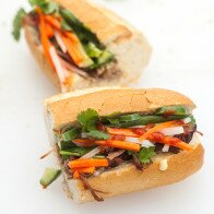 This outrageously delicious Vietnamese sandwich contains succulent roast pork shoulder, pork pâté, and homemade pickles! | www.spachethespatula.com #recipe