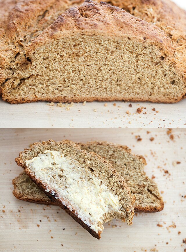 This slightly sweet, nutty, yeast-less bread has a crunchy outside and a super tender inside. Serve it with a creamy Irish butter for ultimate enjoyment! www.spachethespatula.com #recipe