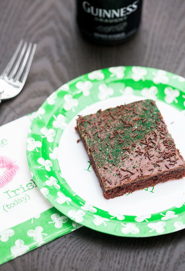 The moistest chocolate sheet cake with creamy chocolate icing, spiked with Guinness beer---this is the BEST sheet cake you will ever try! | www.spachethespatula.com #recipe