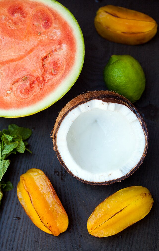 A vibrantly refreshing and tropical fruit salad full of fresh coconut! | www.spachethespatula.com #recipe