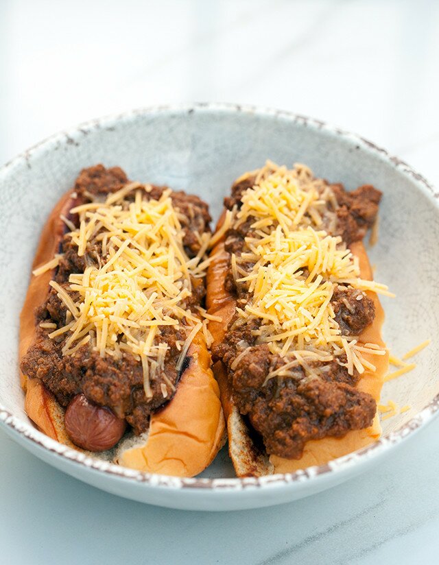 An all meat (no beans!) chili PERFECT for topping hot dogs, baked potatoes, fries, or anything else! | www.spachethespatula.com #recipe