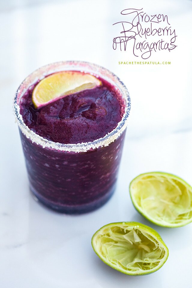 Blueberries, lime, and just a touch of agave combine for a gorgeous and delicious margarita! | www.spachethespatula.com #recipe